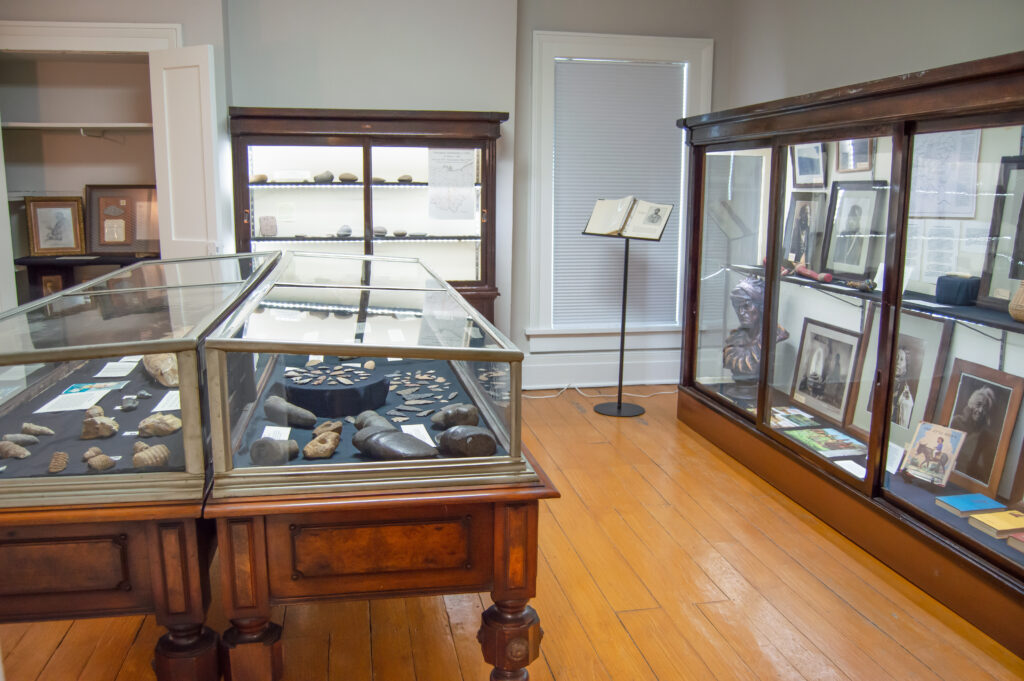 many items on display in the Relic Room at the Clinton County History Center