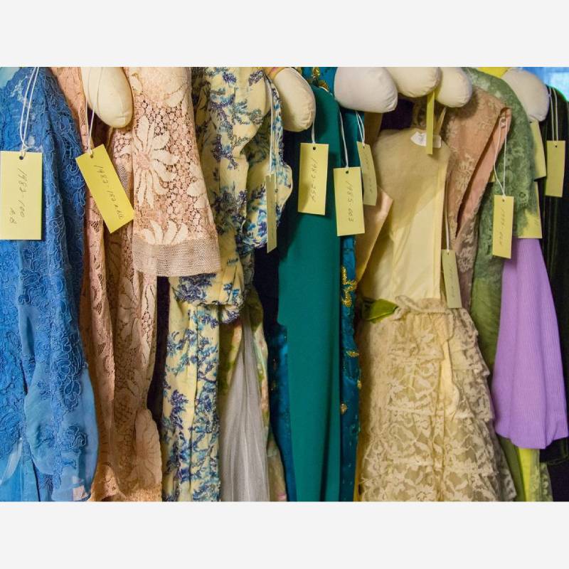 Colorful vintage dresses with tags