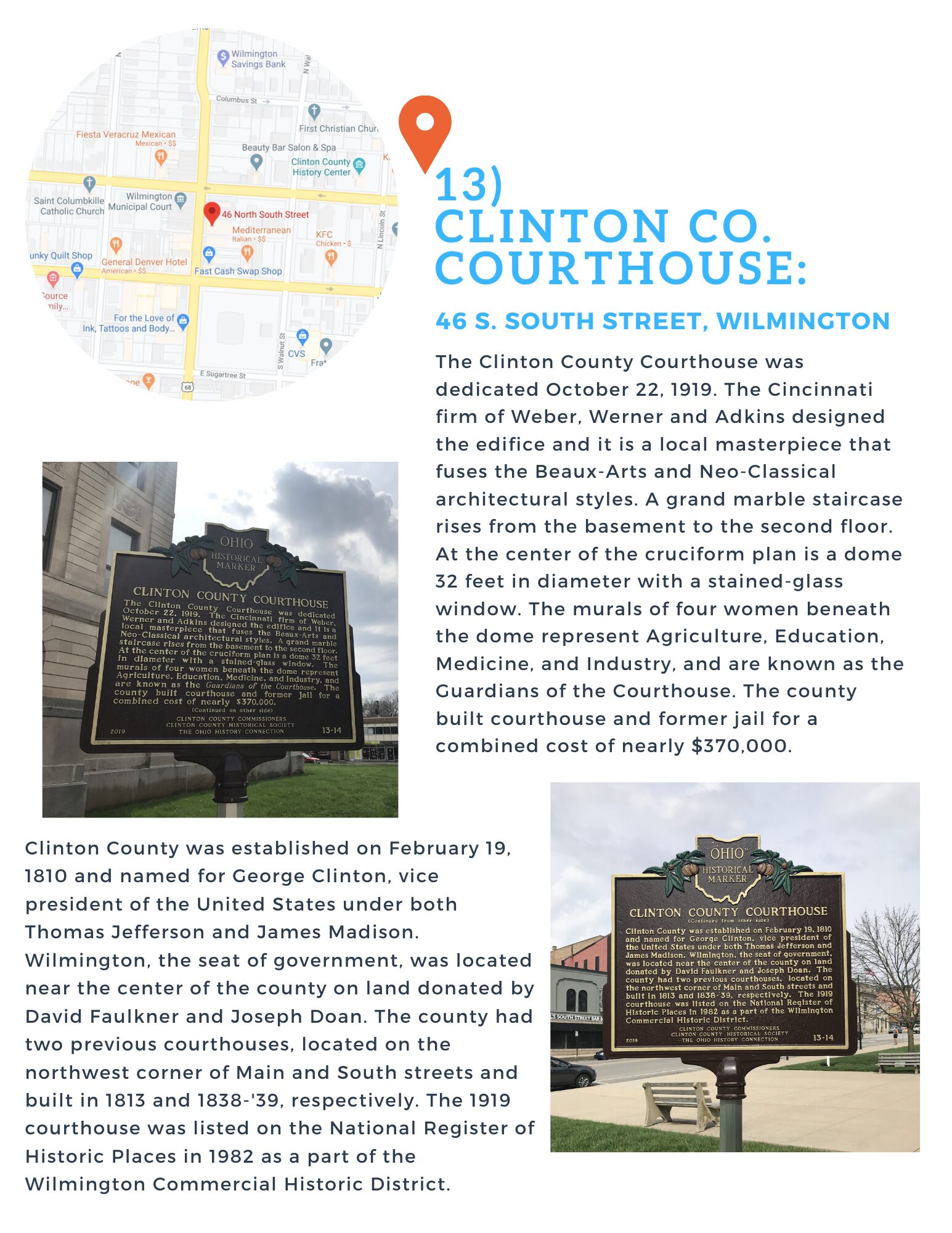 Historical markers in Clinton County, Washington, detail early settlements and significant local events.