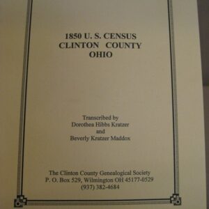 Cover of the 1880 U.S. Census report for Clinton County, Ohio.