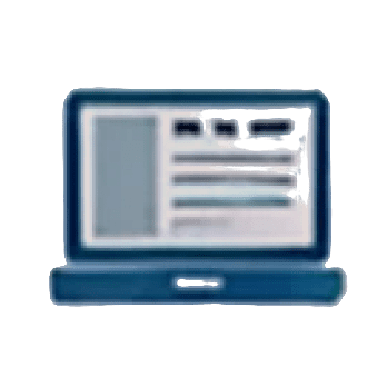 Icon of a laptop with a webpage on the screen.