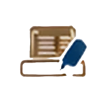 Icon of a clipboard with a checklist and a pen.