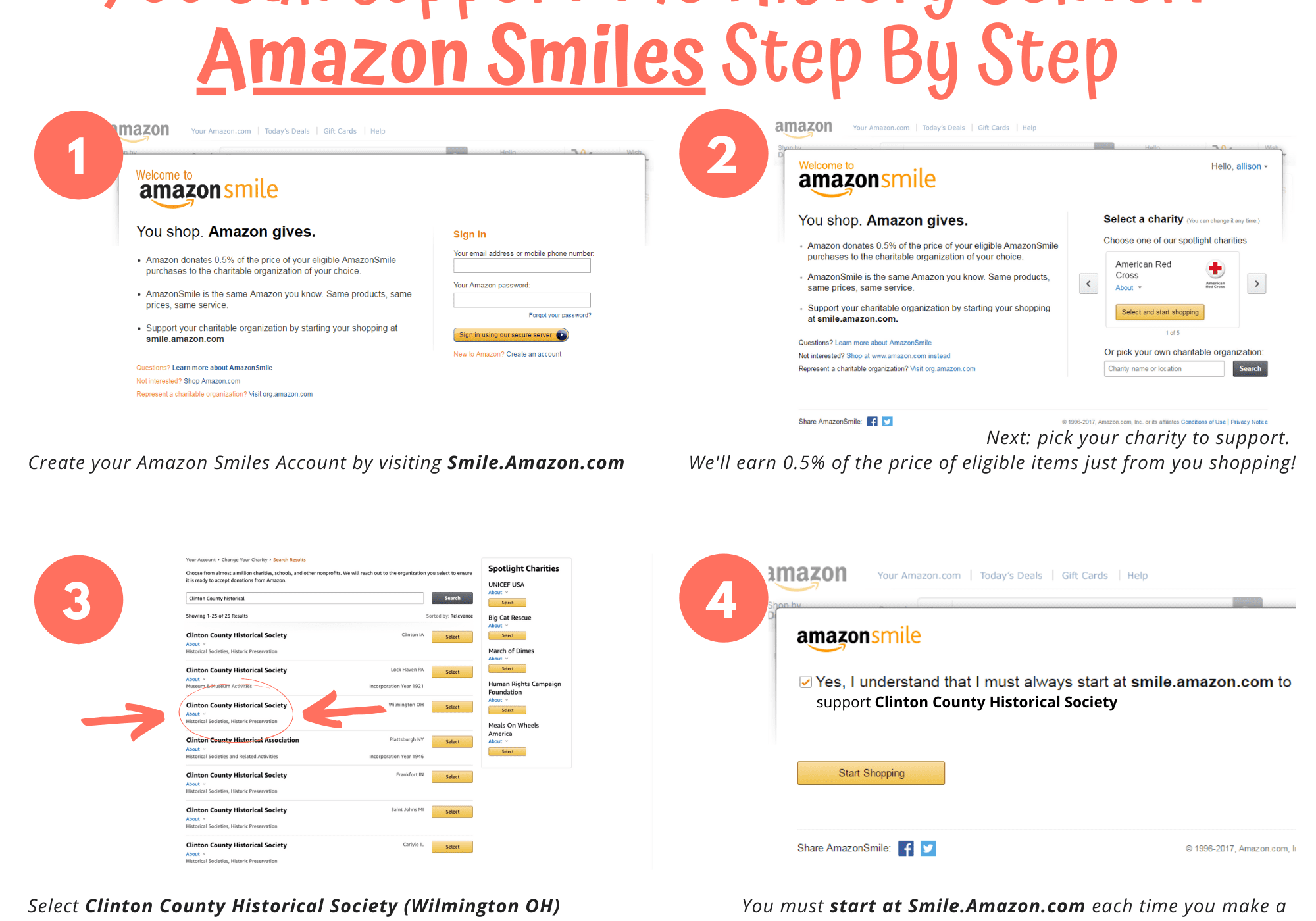 Amazon Smiles step by step