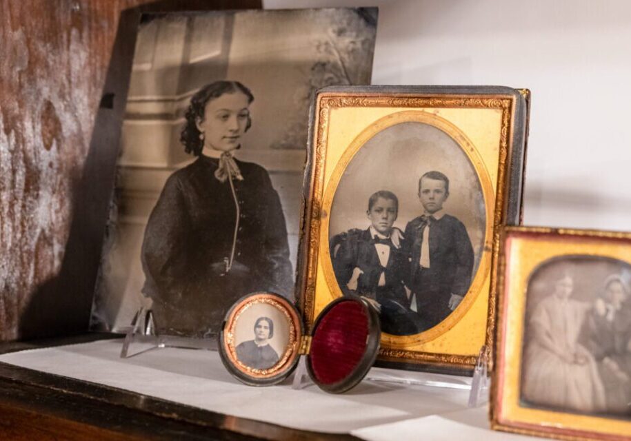 Antique framed photographs of historical figures