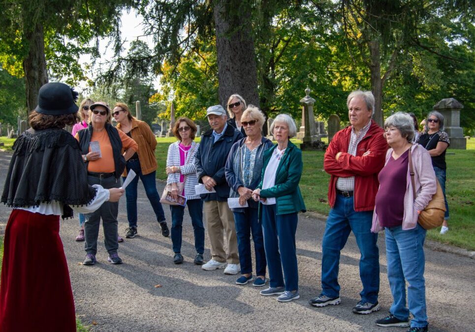 People on a historical cemetery tour